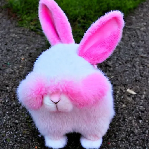 Image similar to an adorable pink bunny creature