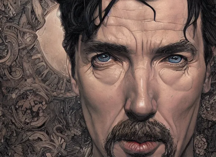 Image similar to a highly detailed creepy portrait of stephen strange, james gurney, james jean