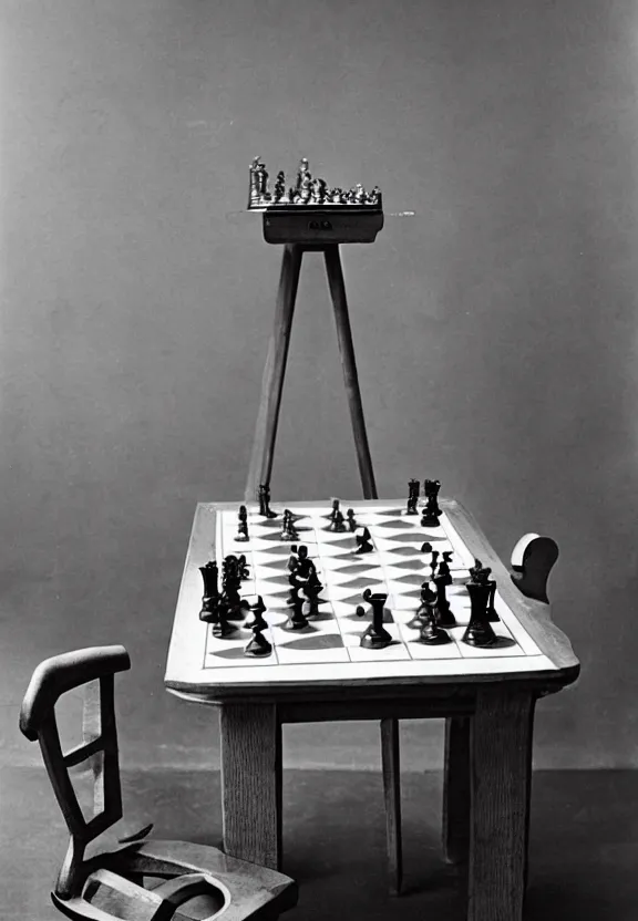 Image similar to a chess machine sitting on a table, a surrealist sculpture by marcel duchamp, archival pigment print, 1 9 1 4, conceptual art, artwork, academic art, surrealist