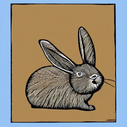 Image similar to rabbit woodcut print by Julie de Graag