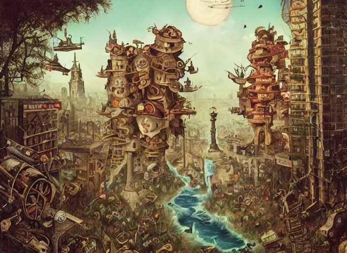 Image similar to the world during the apocalypse, lowbrow, matte painting, 3 - d highly detailed, in the style of mark ryden,