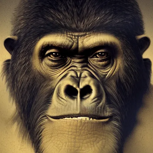 Prompt: angry gorilla portrait art by alphonse mucha and greg rutkowski, highly detailed, digital painting, concept art, illustration, hard light, sharp focus, octane render, close up