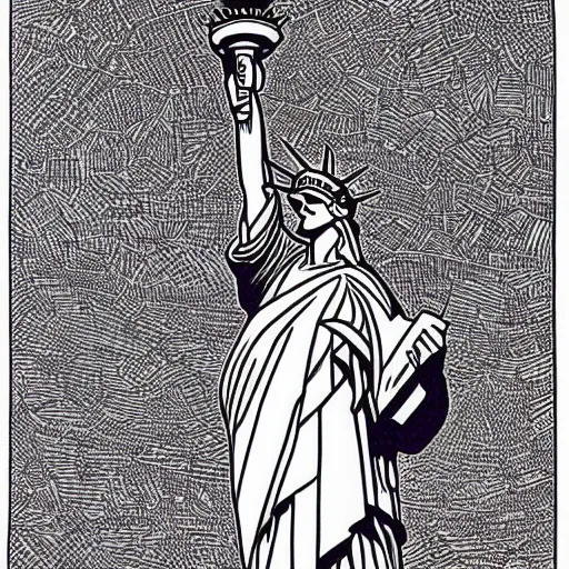 Image similar to the statue of liberty designed by Escher