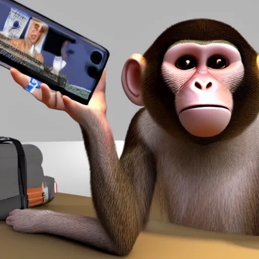 Image similar to monkey is a youtuber, 3d