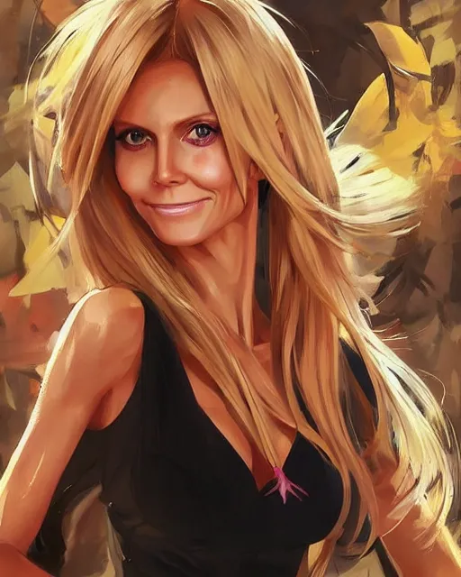 Prompt: portrait of Heidi Klum as Anime girl cute-fine-face, full body! pretty face, realistic shaded Perfect face, fine details. Anime. realistic shaded lighting by Ilya Kuvshinov Giuseppe Dangelico Pino and Michael Garmash and Rob Rey