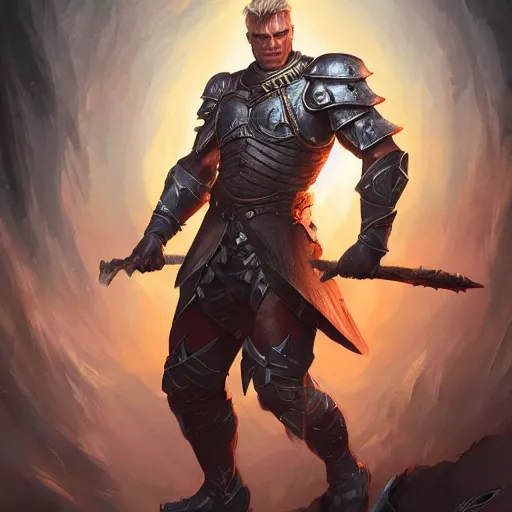 Prompt: digital fantasy painting of dolph lundgren as a D&D paladin, by artgerm and Greg Rutkowski, trending on artstation, high detail, character design, character concept, illustration, concept art, sharp focus, smooth