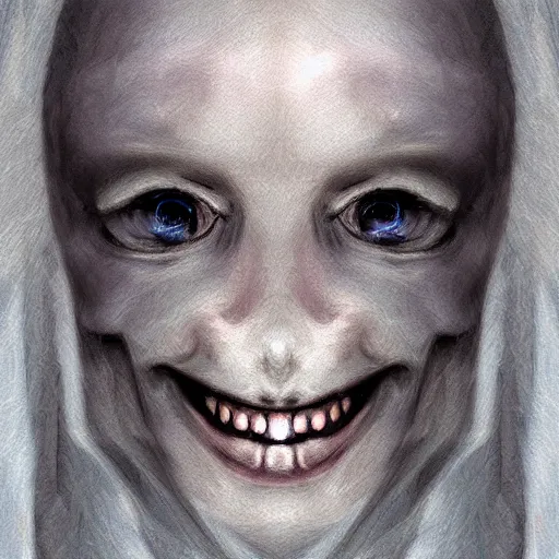 Prompt: smiling ghost portrait, digital art