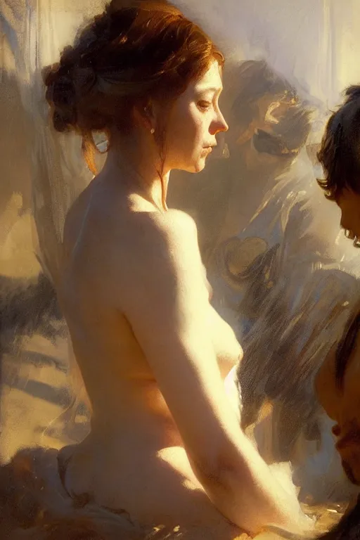 Prompt: portrait david and bathsheba by anders zorn, wonderful masterpiece by greg rutkowski, beautiful cinematic light, by greg manchess, jessica rossier