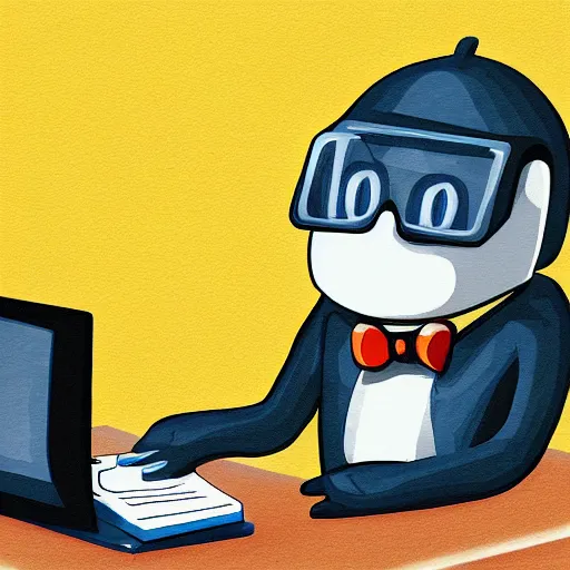 Image similar to An anthropomorphic grey dolphin dressed as a chemist playing games on a computer, digital painting