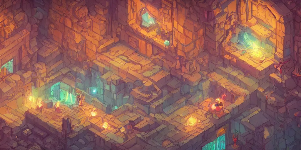 Image similar to isometric room of a room filled with white lava, house in the rock, colorful dream, glowing lights, epic fantasy, colorfully, detailed illustration, digital art, highly saturated colors, overdetailed art, concept art, detailed illustration, hd, 4 k, digital art, greg rutkowski, dan mumford, studio ghibli trending on artstation