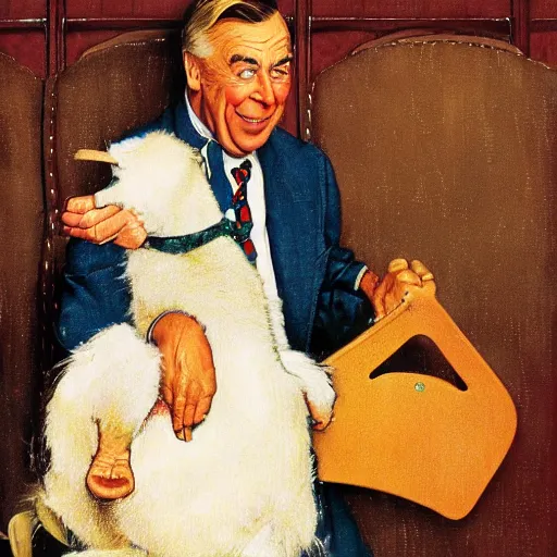 Image similar to norman rockwell painting of fred rodgers