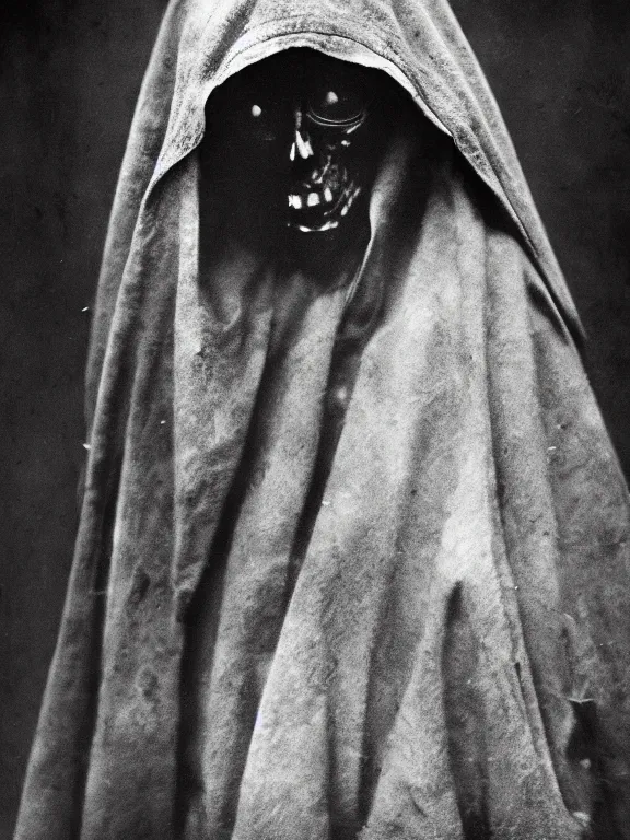 Image similar to portrait of faceless grim reaper, ww1 photo, grainy, high detail, high resolution,