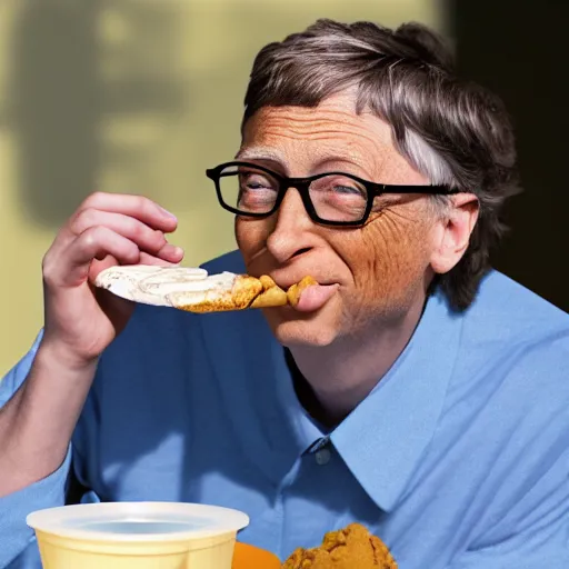 Image similar to bill gates eating ice cream, photorealistic