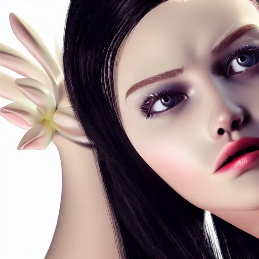 Prompt: complex 3 d render, ultra detailed, realistic photo of a beautiful porcelain skin woman, black long hair, full body, wearing dress, detailed almond eyes shape, plump lips, beautiful, studio photo, proportional