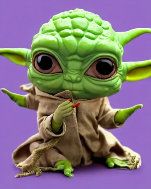 Prompt: baby yoda eating an octopus in the style of the movie oldboy