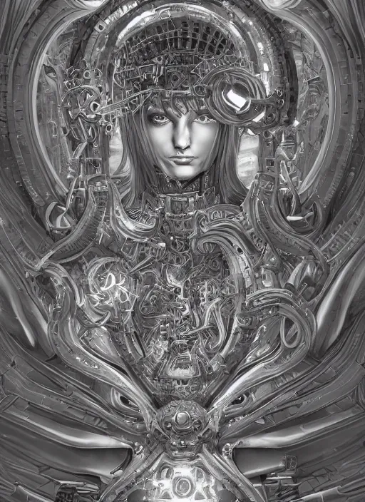 Image similar to ultradetailed ornate cyberpunk RPG character sci-fi illustration of a beautiful symmetric Medusa radiating a majestic glowing aura, intricate smooth digital painting, sharp focus, deep neon-noir tones, 3d rim light, artstation, concept art, hyperrealistic, photorealistic, Kodakchrome