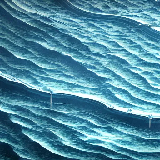 Prompt: hyperrealistic image of ocean surface streaklines in a solenoidal field, by thomas eakes & xiang duan & mike judge, perfect symmetry, dim volumetric lighting, photorealistic, 8 k octane beautifully detailed render, post - processing, extremely hyper - detailed, intricate, epic composition, cinematic lighting, masterpiece, trending on artstation, incredibly detailed, stunning,