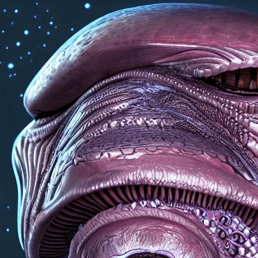 Image similar to illustration of detailed alien face, 4k, high details, detailed face