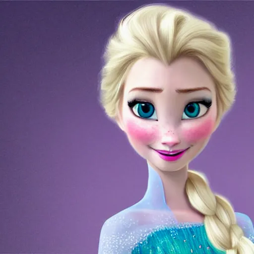 Image similar to Elsa from Frozen as real cute girl photorealistic style