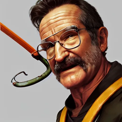 Prompt: robin williams as the gordon freeman from half life, unreal engine, sci fi, intricate, elegant, highly detailed, digital painting, artstation, concept art, matte, sharp focus, illustration, art by greg rutkowski and alphonse mucha