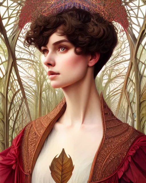 Image similar to symmetry portrait of welsh brunette princess in mans tunic, tomboy, short hair, forest, intricate, elegant, highly detailed, digital painting, artstation, concept art, smooth, sharp focus, illustration, art by artgerm and greg rutkowski and fra angelico and alphons mucha