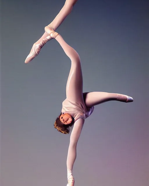 Prompt: hyper-realistic girl performing ballet, a top down perspective, anime art studio pro