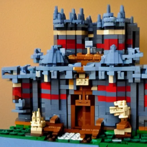 Image similar to castle greyskull from he - man made out of legos