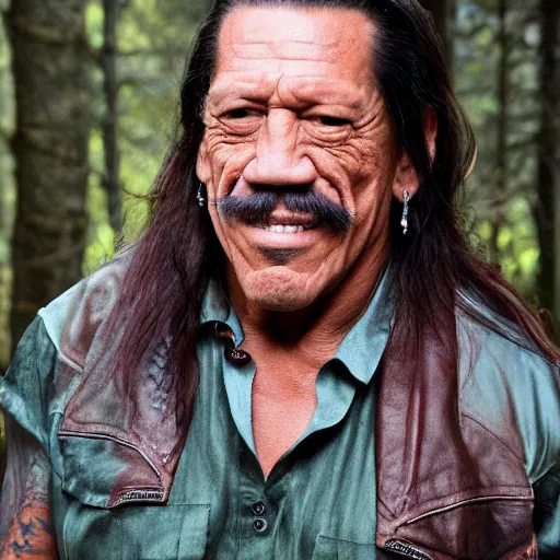 Prompt: beautiful danny trejo in mystic forest