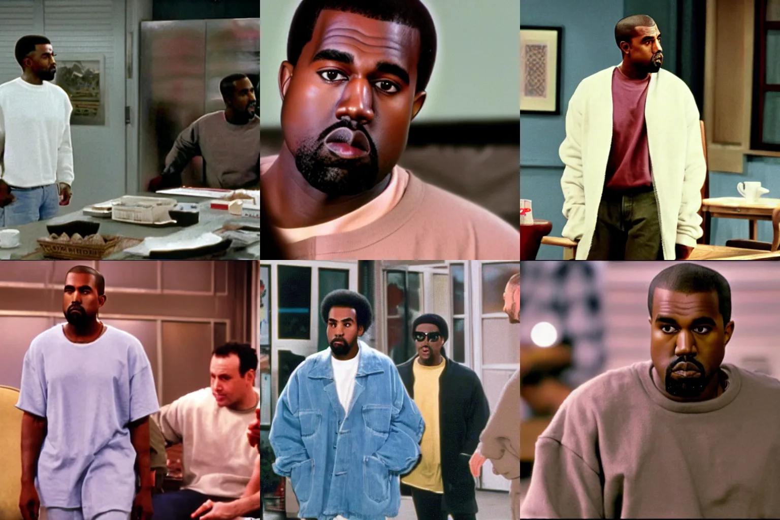 Prompt: A Still of Kanye West starring as a guest character in Seinfeld (1996)
