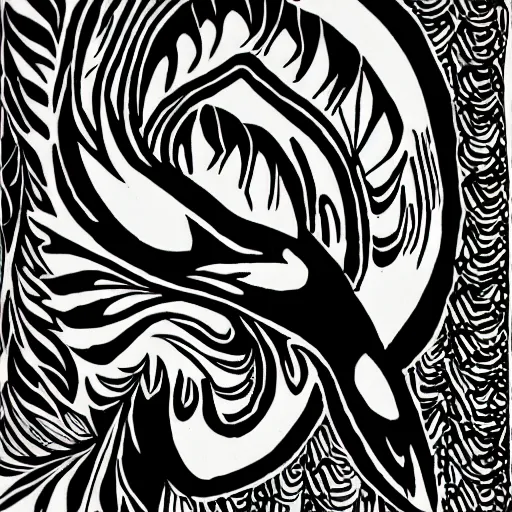 Prompt: magpie bold stylized block print, 4k, black ink on white paper