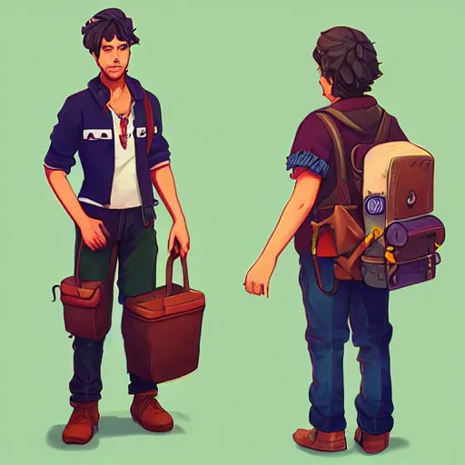 Image similar to sebastian from stardew valley, concept art, digital art, trending on artstation, 8 k