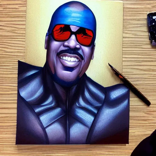 Image similar to stevie wonder as thanos, beautiful portrait art by artgerm