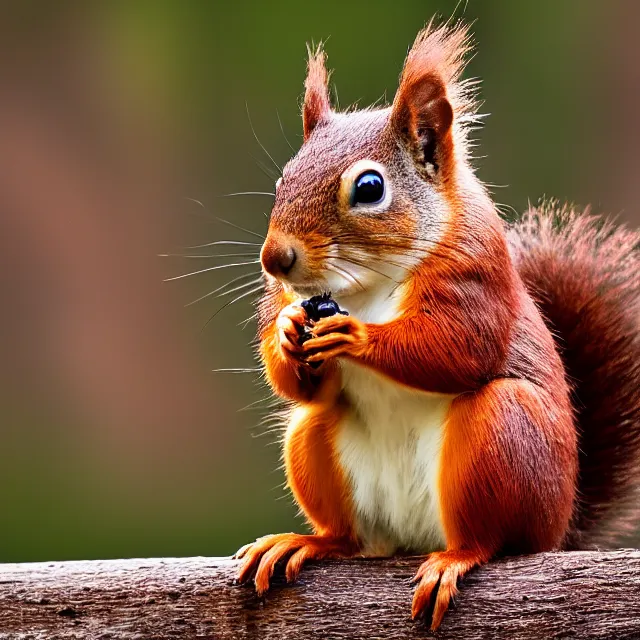 Prompt: red squirrel, nature photography, wildlife photography canon, sony, nikon, olympus, 4 k, hd, telephoto, award winning, depth of field