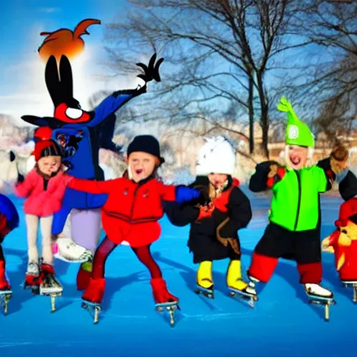 Image similar to looney tunes ice skating in heat