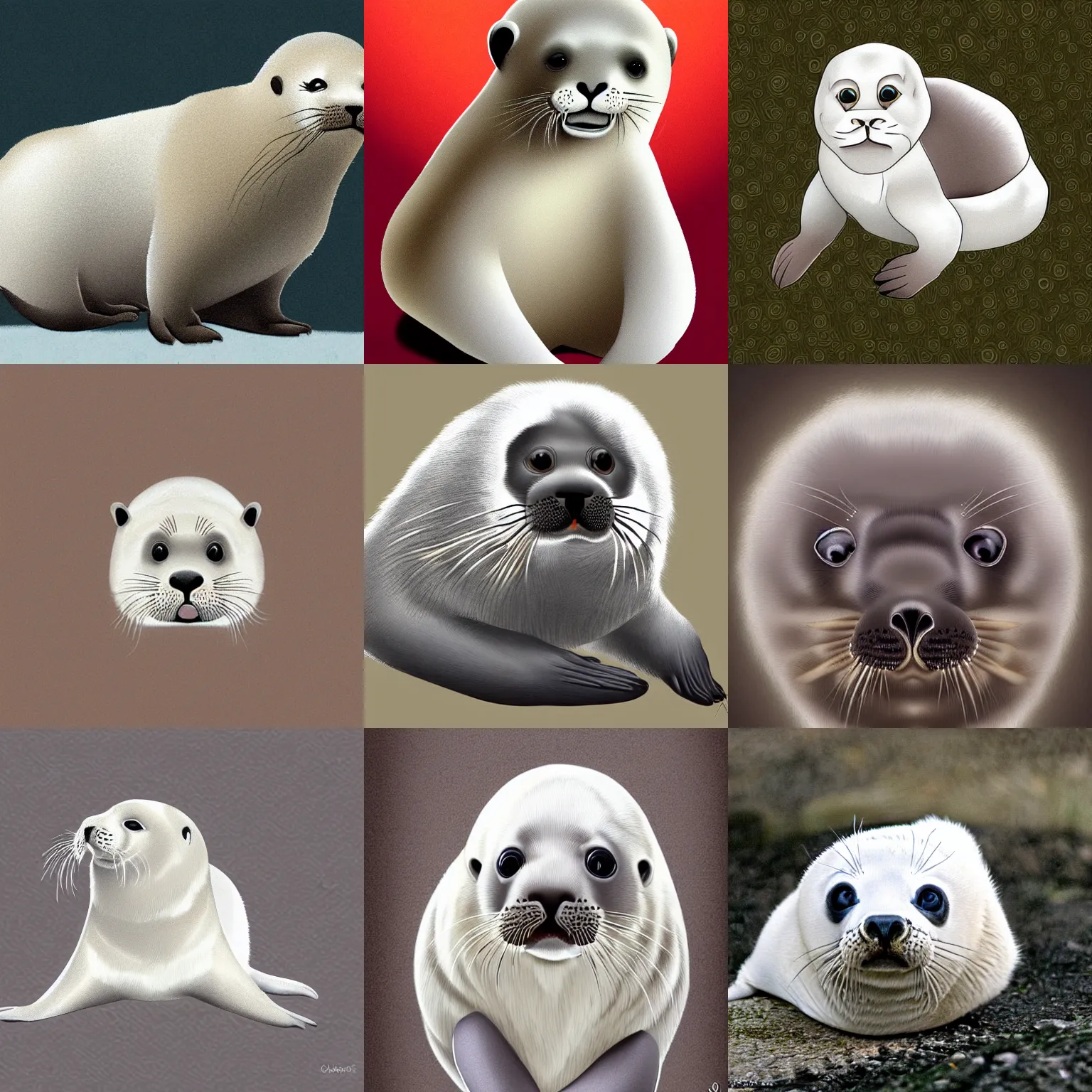 Prompt: seal beaver chimera, white fur, adorable, award-winning digital art