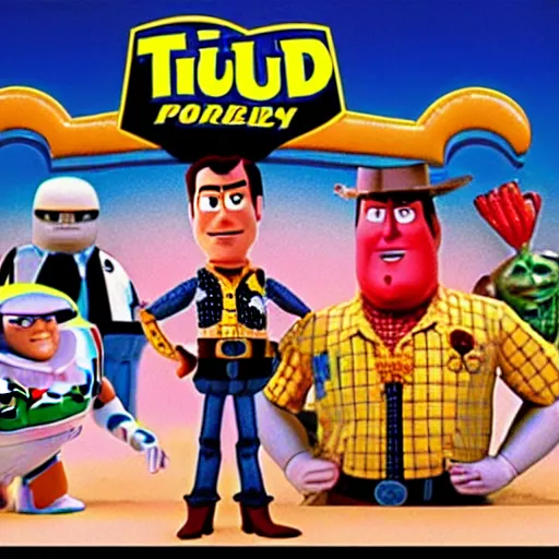 Image similar to pulp fiction with the toy story characters