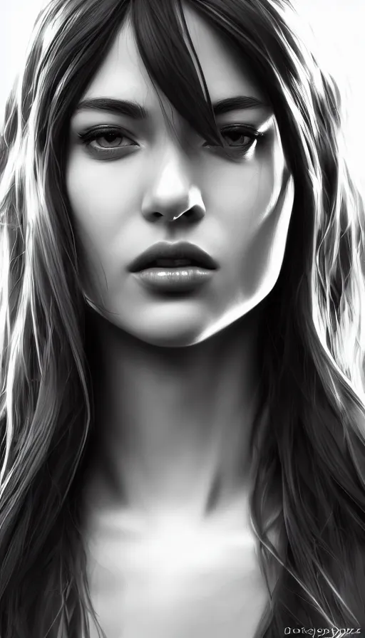 Image similar to up close portrait of a beautiful woman in black and white, photorealistic, upper body, art by diego fazio and diegoKoi and artgerm, concept art, hyper sharp focus, 8k highly detailed