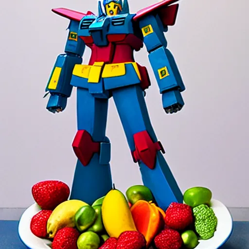 Image similar to gundam made of fruits