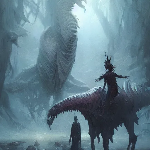 Image similar to a terrifying new creature from folklore, ethereal fantasy art by greg rutkowski