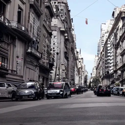 Image similar to Buenos Aires Argentina, futuristic cars in the street, holograms in the street, detailed, hd