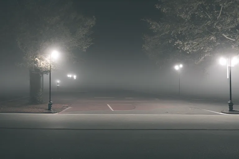 Prompt: McDonald's play place, mid night, fog, 4k