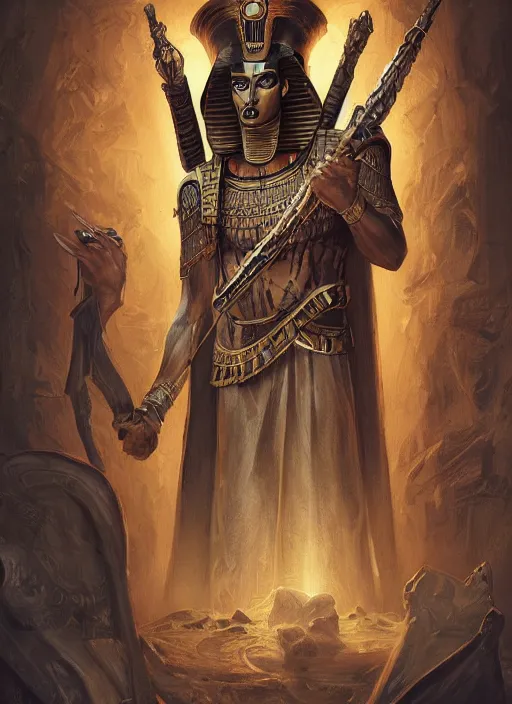 Image similar to digital _ painting _ of _ egyptian god of death _ by _ filipe _ pagliuso _ and _ justin _ gerard _ symmetric _ fantasy _ highly _ detailed _ realistic _ intricate _ port