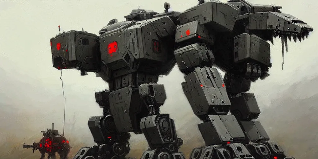 Image similar to four legged war machine mech art, artstation, highly detailed, by jakub rozalski