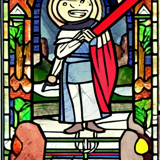 Prompt: pebble holding a medieval sword to go to war against the pebble kingdom made of stained glass