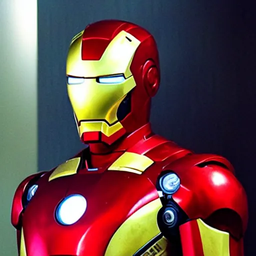 Image similar to Keanu Reeves in an Iron Man costume