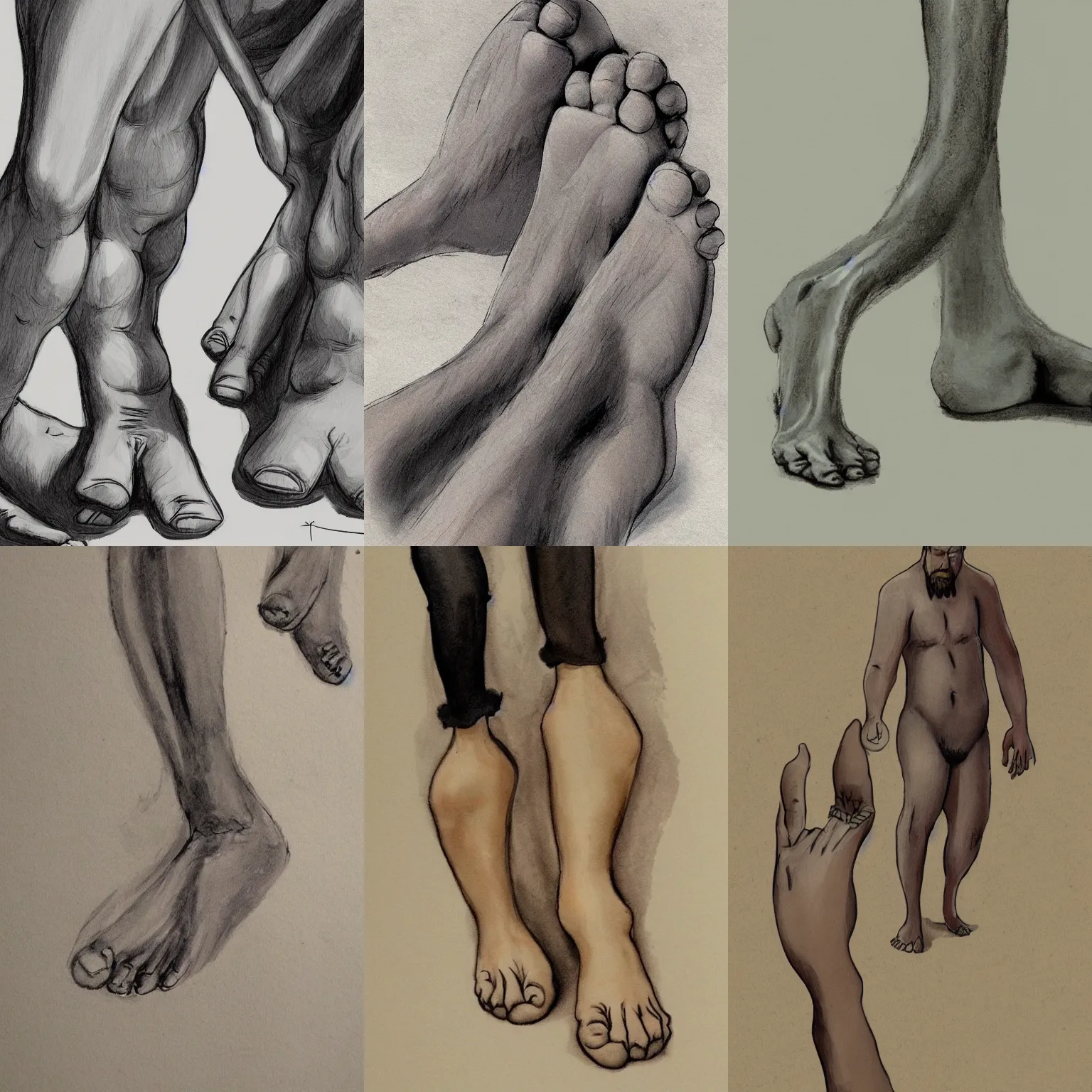 Prompt: a very large tall man has a bare foot and other foot has a show, illustration, trending on art station