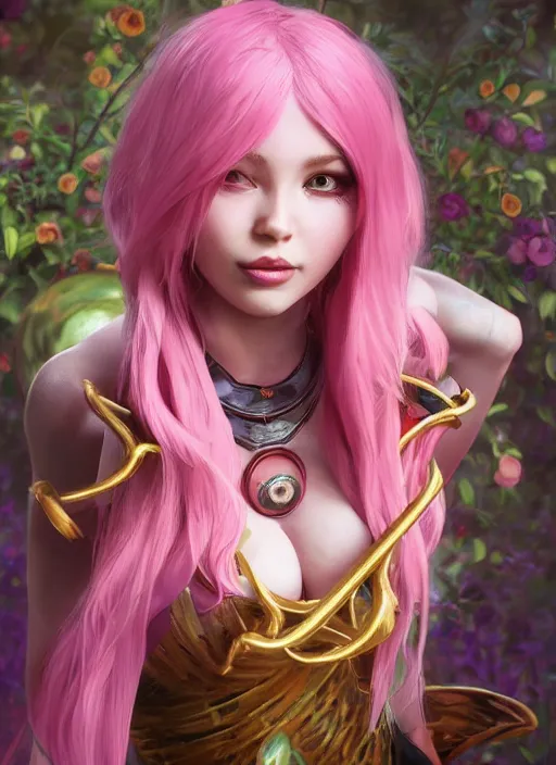 Prompt: playful seraphine, from league of legends, au naturel, pink hair, new musical instruments, hyper detailed, digital art, trending in artstation, cinematic lighting, studio quality, smooth render, unreal engine 5 rendered, octane rendered, art style by klimt and nixeu and ian sprigger and wlop and krenz cushart