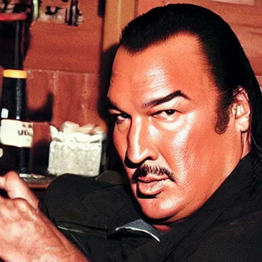 Image similar to steven seagal at a bar, very tired - c 0. 0 0 0 1