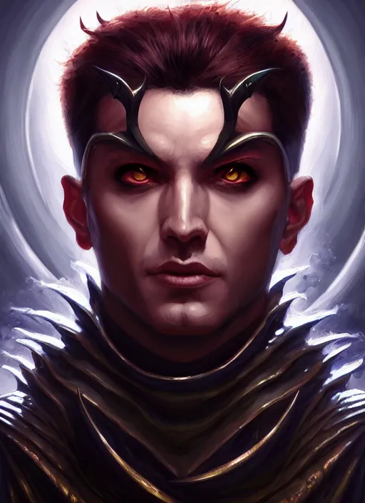 Image similar to a _ fantasy _ style _ portrait _ painting _ of cyric prince of lies, the dark sun, mischievous, deception, wicked, oil _ painting _ unreal _ 5 _ daz. _ rpg _ portrait _ extremely _ detailed _ artgerm _ greg _ rutkowski _ greg