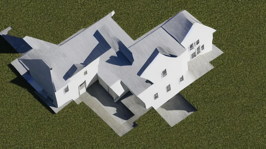 Prompt: oblique projection of a house